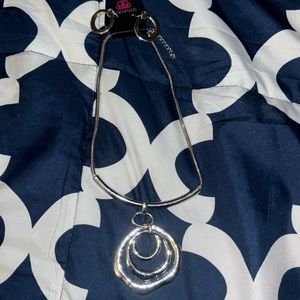 Sliver long circle necklace